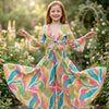 Baby Girls Leaf Printed Tie-Front Crop Top & Flared Palazzo Pant Co-ord Set