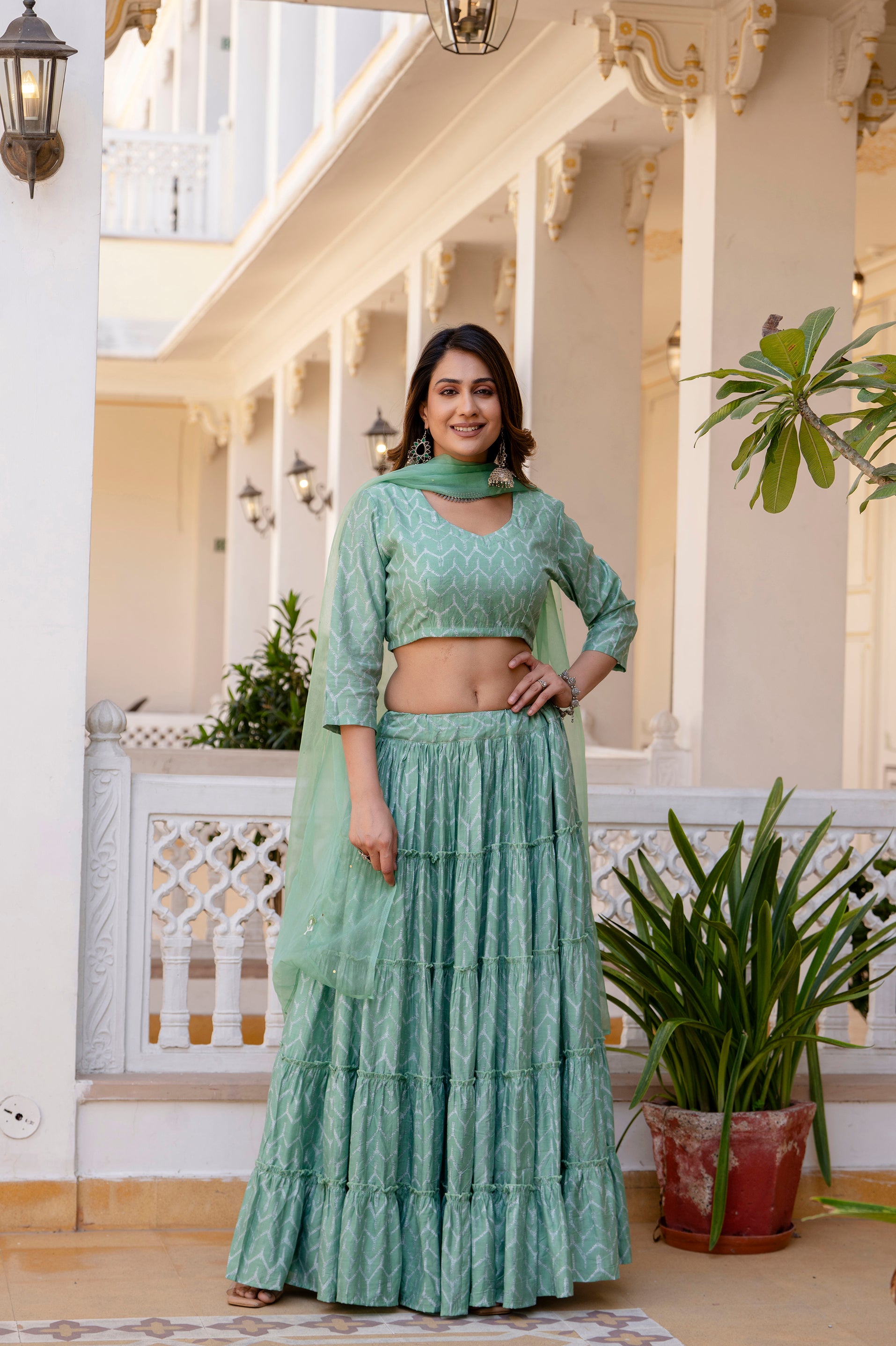 Aawari Chanderi Geometry Printed Lehenga Choli