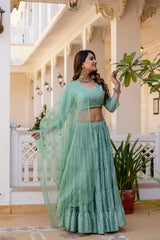 Aawari Chanderi Geometry Printed Lehenga Choli