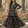 Women’s Gold Rose Floral Printed Cotton Kurta with Flared Skirt Set
