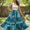 Women’s Green Box Abstract Printed Rayon Tiered Skirt