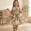 Baby Girl Green Leaf Print Cotton Anarkali Kurta Set