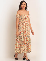 Aawari Off Shoulder Blanched Almond Dress