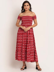 Aawari Off Shoulder Ruby Red Dress