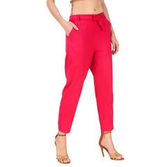 Aawari Solid Pant With Belt ( PINK )