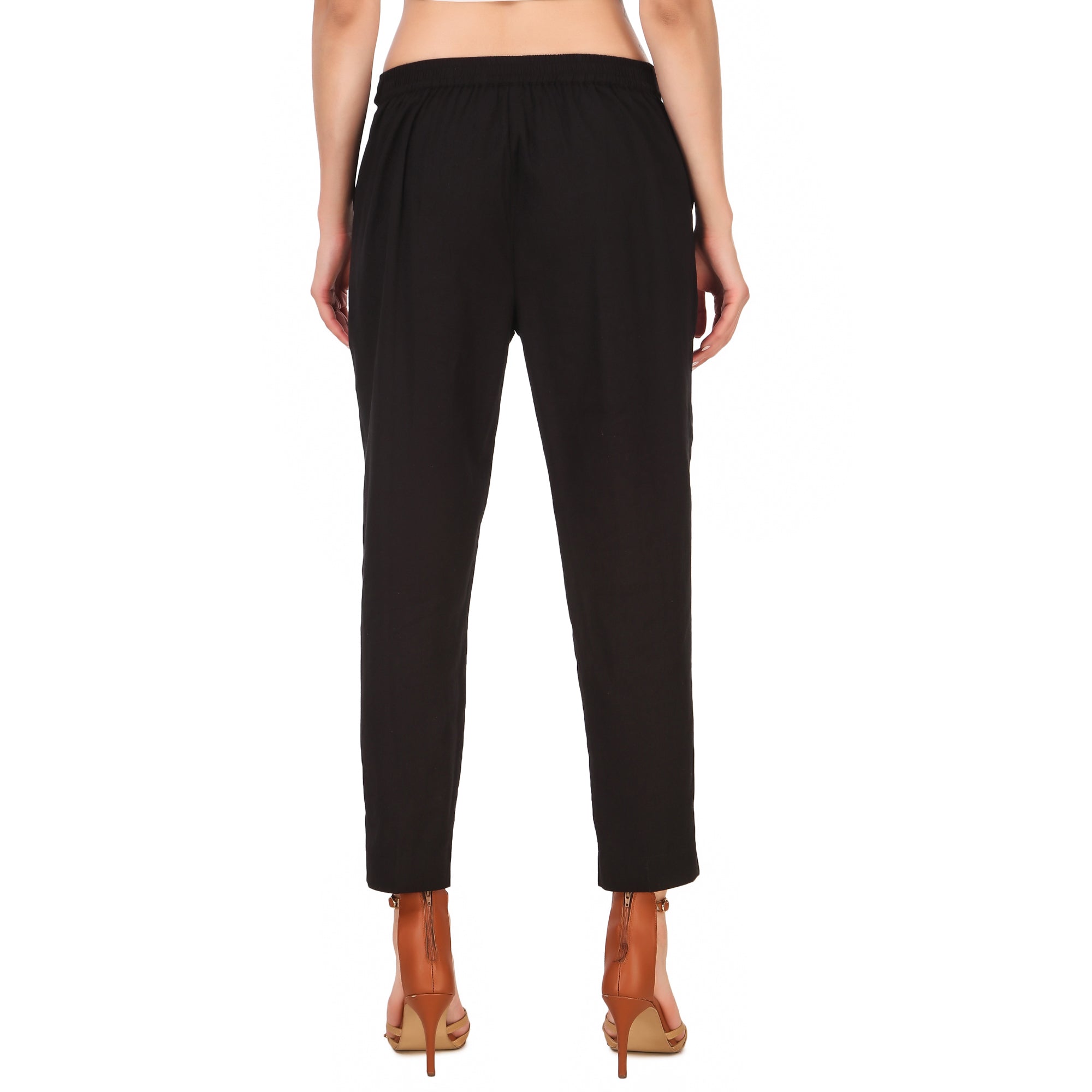 Aawari Solid Pant With Belt ( BLACK )