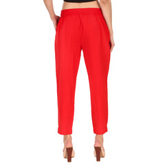 Aawari Solid Pant With Belt ( RED )