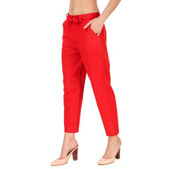 Aawari Solid Pant With Belt ( RED )