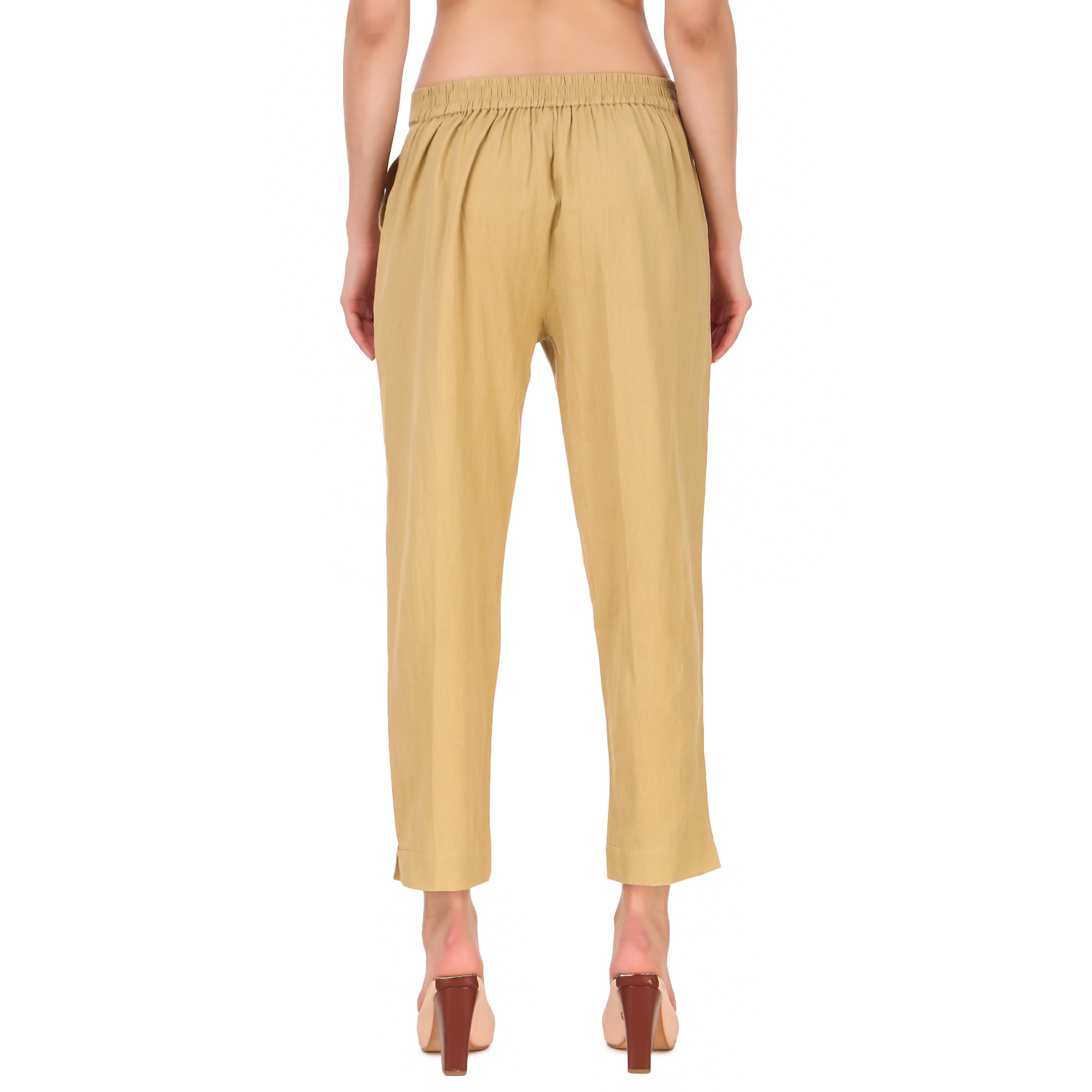 Aawari's Women Cotton Solid Belt Pants