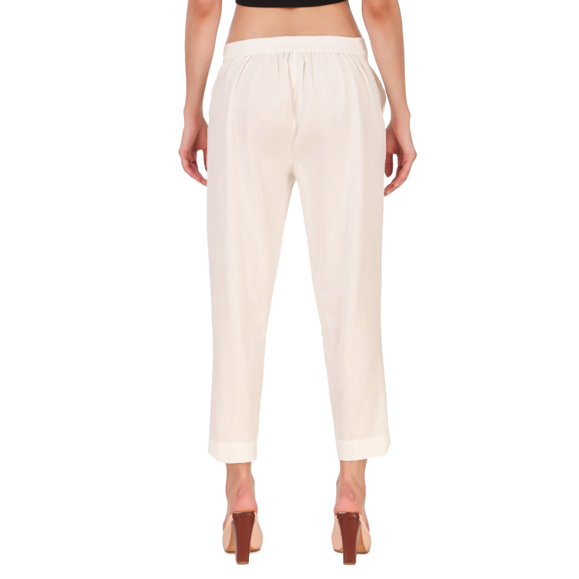 Aawari's Women Cotton Solid Belt Pants