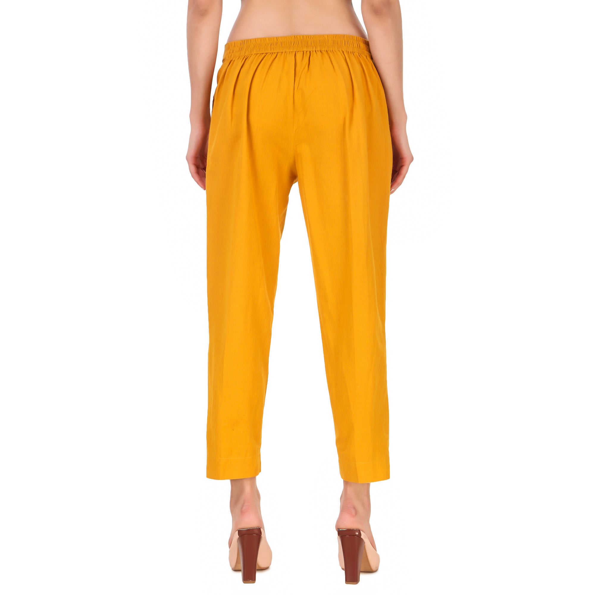 Aawari's Women Cotton Solid Belt Pants