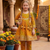 Baby Girl Yellow Leheriya Print Cotton Anarkali Kurta Set