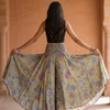 Women's Floral Print Smocked Waist Flared Maxi Skirt
