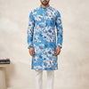 Men’s Cotton Blue Modern Chintz Printed Kurta For Wedding & Festival Outfit