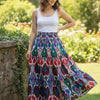 Women’s Multicolor Ikkat Printed Cotton Tiered Skirt