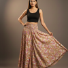 Women's Beige Floral Print High-Waist Smocked Palazzo Pants