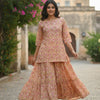 Women’s Floral Printed Cotton Kurta with Flared Skirt Set