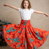 Baby Girl Orange Marbel Abstract Printed Cotton Flared Palazzo Pants with Smocked Waist