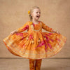 Baby Girl Yellow Abstract Print Cotton Anarkali Kurta Set