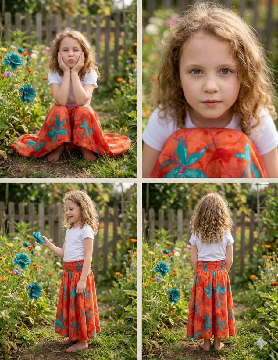 Baby Girl Orange Marbel Abstract Printed Cotton Flared Palazzo Pants with Smocked Waist