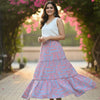 Women’s Pink Box Abstract Printed Rayon Tiered Skirt
