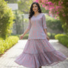 Women’s Pink Box Abstract Printed Rayon Kurta with Flared Skirt Set