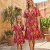 Mom & Me Pink Floral Printed Cotton Kaftan A-Line Dress