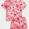 Boys Cotton Pink Botanical Printed Shirt & Shorts Co-Ord Set