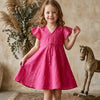 Baby Girls Pink Rayon Umbrella Style A-Line Dress with Drawstring Waist