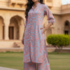 Women’s Pink Abstract Printed Rayon Kurta Set with Straight Pants