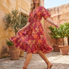 Women’s Pink Floral Printed Cotton Kaftan A-Line Dress