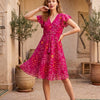 Women’s Pink Bandhej Printed Georgette Umbrella Style A-Line Dress with Drawstring Waist