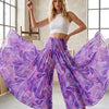 Elegant Purple Abstract Printed Cotton Flared Palazzo Pants with Smocked Waist