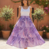 Women’s Purple Abstract Printed Cotton Tiered Skirt