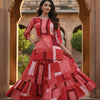 Women’s Red Box Abstract Printed Rayon Kurta with Flared Skirt Set
