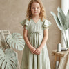 Baby Girls Saga Green Rayon Umbrella Style A-Line Dress with Drawstring Waist