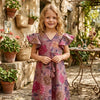 Baby Girls Spring Onion Floral Printed Cotton Umbrella Style A-Line Dress with Flutter Sleeves