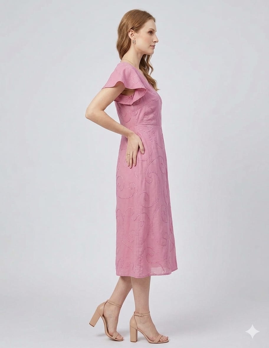Women’s Spring Onion Rayon Umbrella Style A-Line Dress with Drawstring Waist
