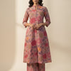 Women’s Pink Floral Printed Cotton Kurta Set with Straight Pants