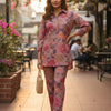 Women’s Pink Floral Printed Cotton Shirt & Pant Co-Ord Set