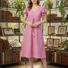 Women’s Spring Onion Rayon Umbrella Style A-Line Dress with Drawstring Waist