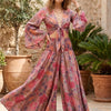Women’s Spring Onion Printed Cotton Tie-Front Crop Top & Flared Palazzo Pant Co-ord Set