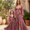 Mom & Me Spring Onion Floral Printed Cotton Tie-Front Crop Top & Flared Palazzo Pant Co-ord Set