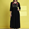 Aawari Women's Black Maxi Dresses with Floral Embroidery - Elegant Long Dress for Party & Festive Wear / Dresses / Western Wear