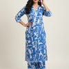 Blue Abstract Printed Cotton Suit Sets for Women - Ethnic & Casual Wear