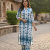 Women's Indigo & White Tie-Dye Rayon Suit Sets with Lace Trim