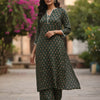 Women's Forest Green Traditional Motif Chanderi Suit Sets