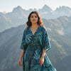 Green & Blue Tropical Printed Cotton Dresses | Midi Dresses | Western Wear