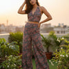 Halter Neck Floral Co-ord Sets | Wide Leg Pants Two-Piece Outfit
