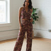 Floral Chanderi Halter Neck Crop Top & Wide-Leg Pants Co-ord Set